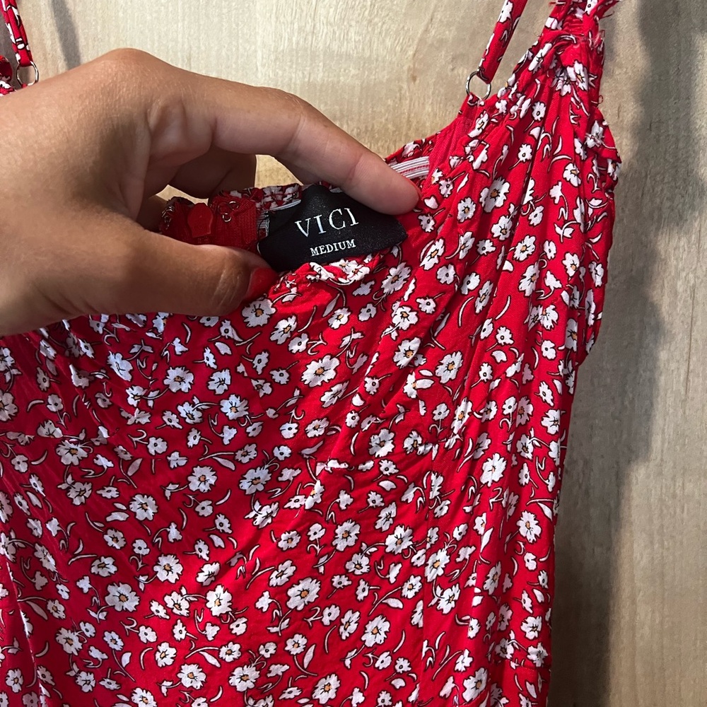 Vici Red Floral Dress - Picture 6 of 7